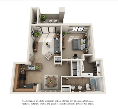 1 bed 1 bath 782 sqft